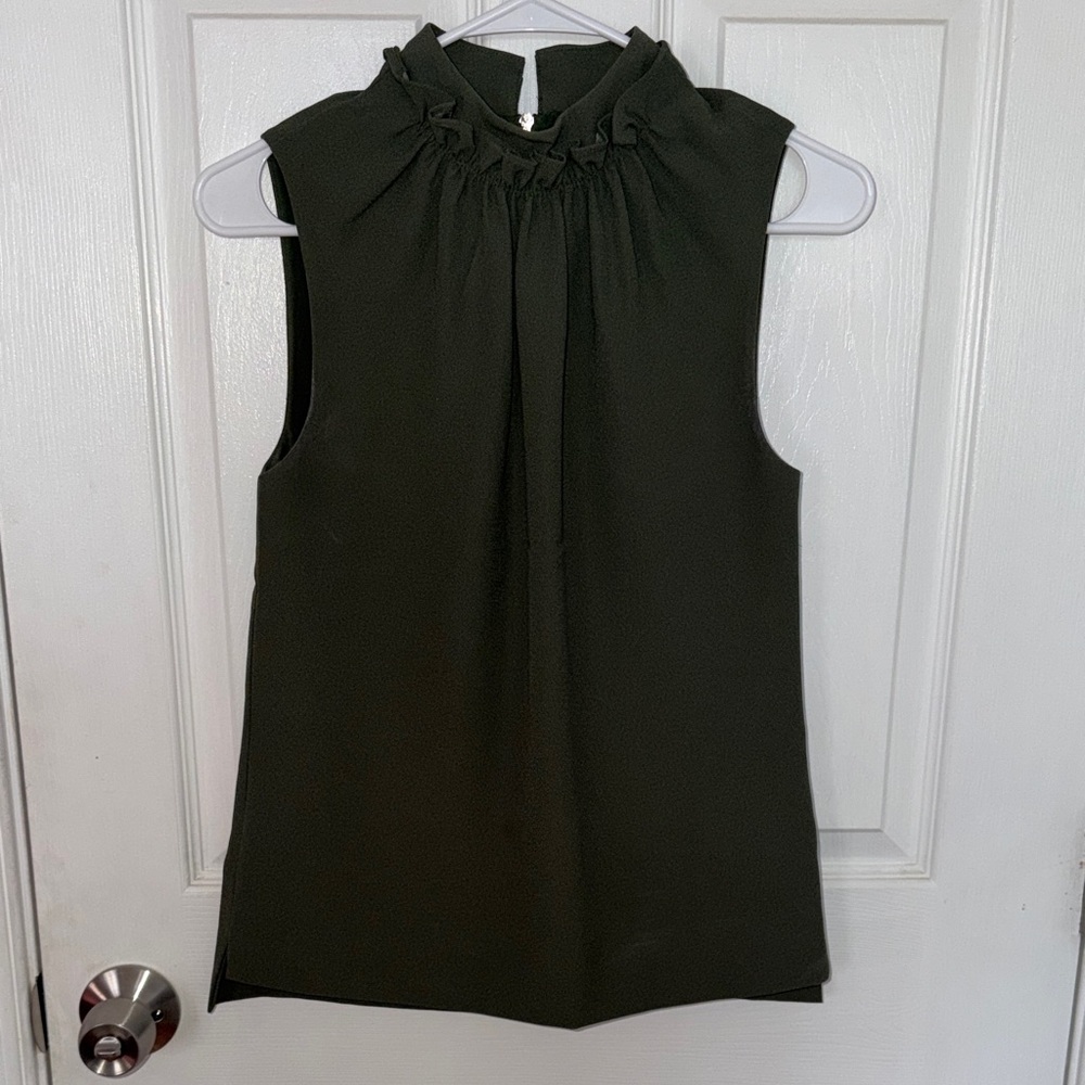 Ted Baker London Ruffle Neck Sleeveless Top - Dark Green
